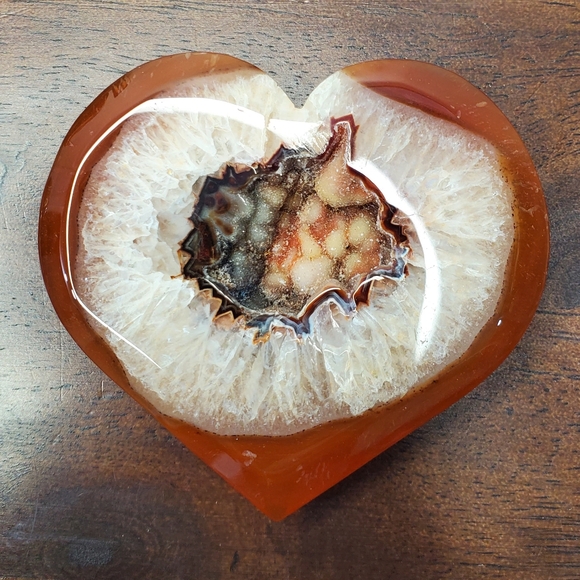 Carnelian Crystal Heart With Druzy - Picture 8 of 12